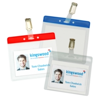 PVC Badge Holder with Clip BLUE Pack of 5