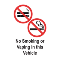 No Smoking/Vaping Vehicle 75 x 50mm Self-Adhesive Pack 5