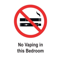 No Vaping in Bedroom 75mm x 50mm Self-Adhesive Pack of 5