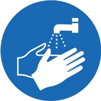 Now Wash Hands 100mm Circle PVC Sticker
