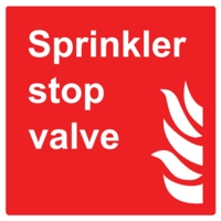 Fire Sprinkler Stop Valve 100mm x 100mm PVC Sign