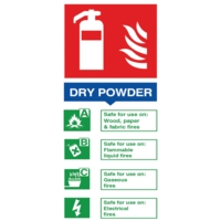 Fire Extinguisher Sign POWDER 210mm x 100mm Self-Adhesive