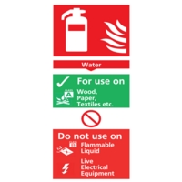 Fire Extinguisher Sign WATER 210mm x 100mm Self-Adhesive