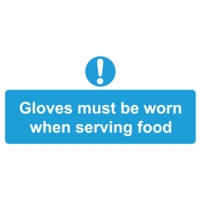 Wear Gloves when Handling Food 110 x 220mm Self-Adhesive Sign