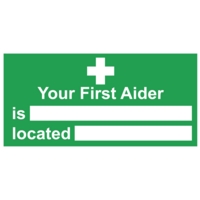 First Aider Located PVC Sign 150mm x 300mm