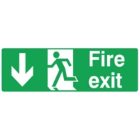 Fire Exit DOWN Self-Adhesive 150mm x 450mm Sign