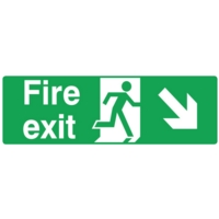 Fire Exit RIGHT DOWN Self- Adhesive 150mm x 450mm Sign