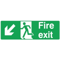 Fire Exit LEFT DOWN Self- Adhesive 150mm x 450mm Sign