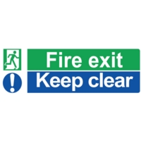 Fire Exit Keep Clear 2-Colour Self-Adhesive 150mm x 450mm