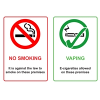 No Smoking but Vaping Allowed A4 PVC Sign