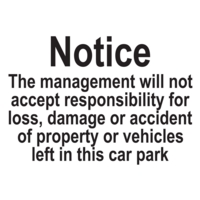 Cars Parked at Owners Risk A4 Self-Adhesive Sign
