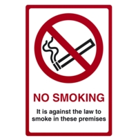 No Smoking Its the Law A4 Window Sticker