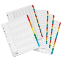 A4 White Index Multi-Coloured 1-10 Tabs File Dividers