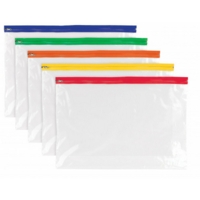 A3 Polythene Clear Assorted Colour Zip SINGLE BAG