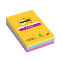 Post-it Super Sticky Rio 101mm x 152mm Lined Notes Pack of 3