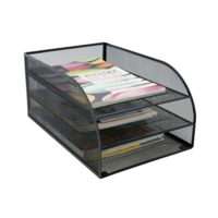 Wiremesh Assembled 3 Tier Letter Storage Tray Black