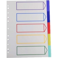 A4 Coloured Extra Wide PVC 5 Part Dividers