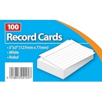 Record Cards White Ruled 5" x 3" Pack of 100