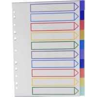 A4 Coloured Extra Wide PVC 10 Part Dividers