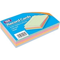 Record Cards Multicoloured Ruled 6" x 4" Pack of 100