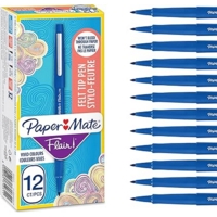 Paper Mate Nylon Flair Medium Pens Blue Box of 12