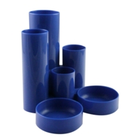 Plastic Four Tube Pen Tidy Pot Blue