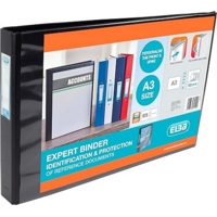 Elba A3 Landscape 4-Ring Binder Black SINGLE