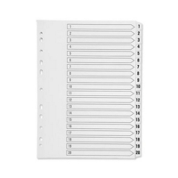 A4 White 1-20 Index Multi-Punched A4 Dividers