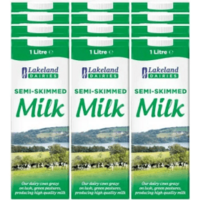 Semi-Skimmed 1L Long Life Milk Carton Case of 12