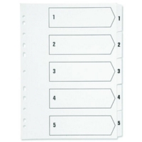 A4 White 1-5 Index Multi-Punched A4 Dividers